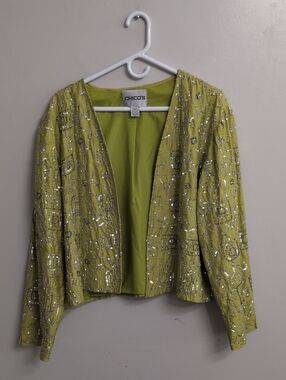 Vintage Chicos Silk Sequin And Beaded Jacket